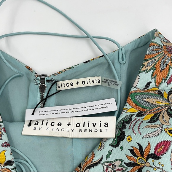 Alice + Olivia NWT RARE Tayla Jacquard Paisley Mini Lantern Dress Women’s 14 - Picture 12 of 16